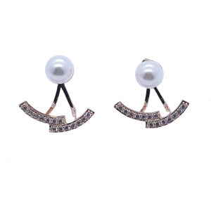 Ear jacket χρυσά με πέρλα και ζιργκόν